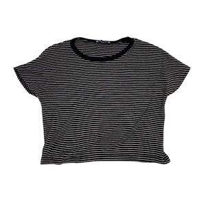 Black and White striped crop top, Large